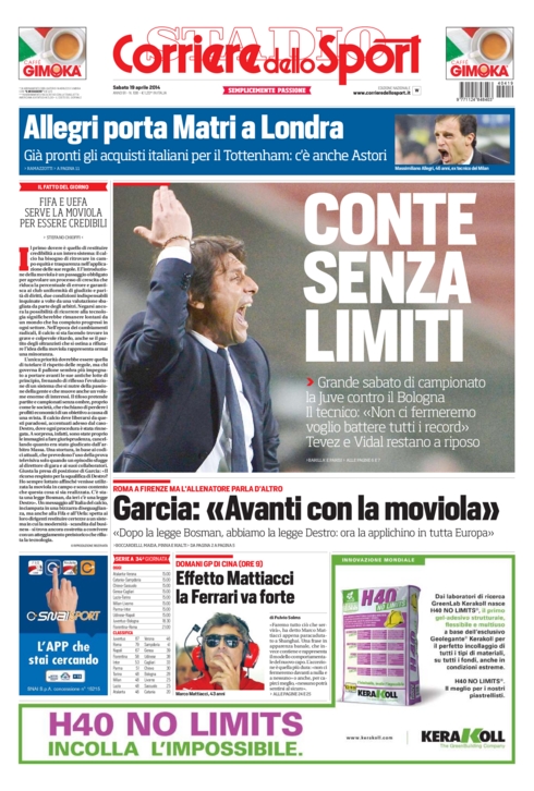 CORRIERE DELLO SPORT 19 APRILE