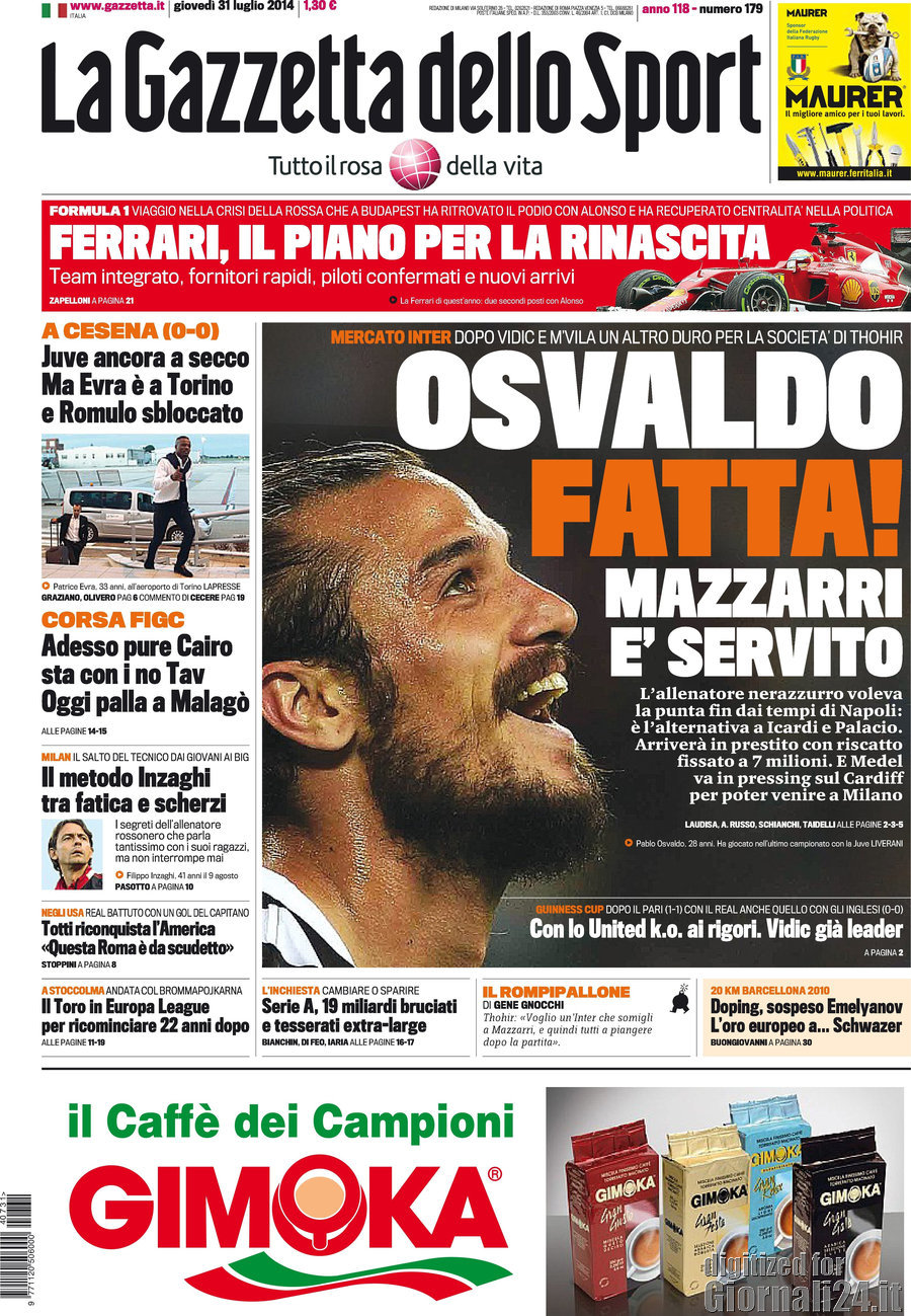 Oggi Gazzetta dello Sport