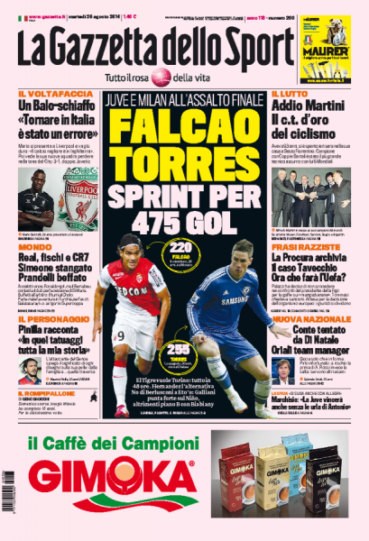 oggi gazzetta 26 agosto