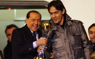 Silvio Berlusconi, presidente del Milan, e Filippo Inzaghi, allenatore Milan