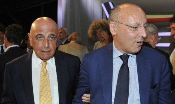 Adriano Galliani, amministratore delegato del Milan, e Beppe Marotta, ad della Juventus.