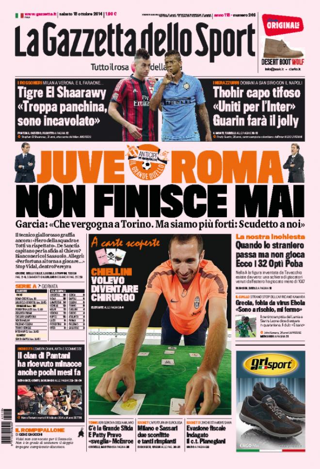 Prima pagina Gazzetta dello Sport (Fonte: giornalone.it) 