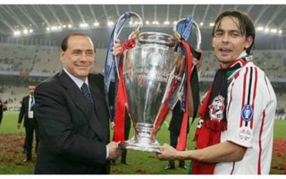 Silvio Berlusconi, presidente del Milan, e Filippo Inzaghi, allenatore Milan