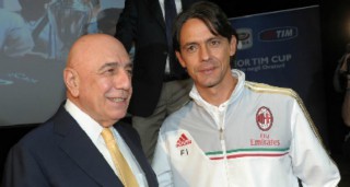 Adriano Galliani, amministratore delegato del Milan, e Filippo Inzaghi, allenatore del Milan