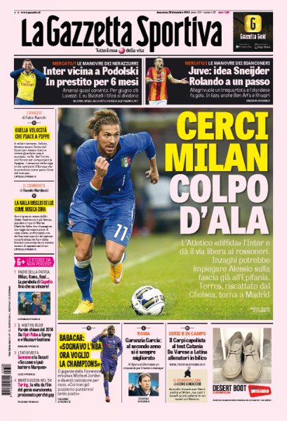 Prima pagina Gazzetta dello Sport, fonte foto gazzetta.it
