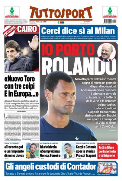 Prima pagina Tuttosport, fonte foto tuttosport.com