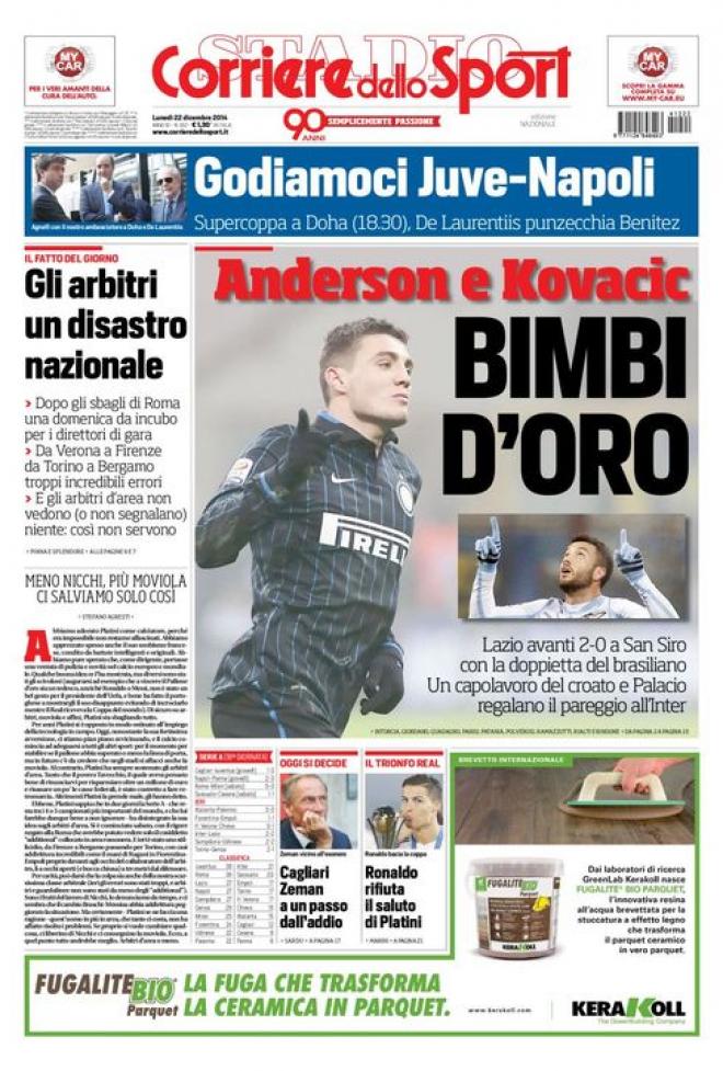 Prima pagina del Corriere dello Sport (Fonte: giornalone.it)