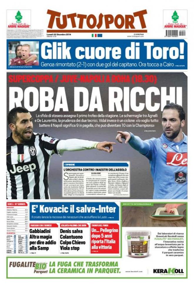 Prima pagina di Tuttosport (Fonte: giornalone.it) 