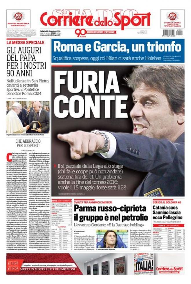 Prima pagina Corriere dello Sport (Fonte: giornalone.it)