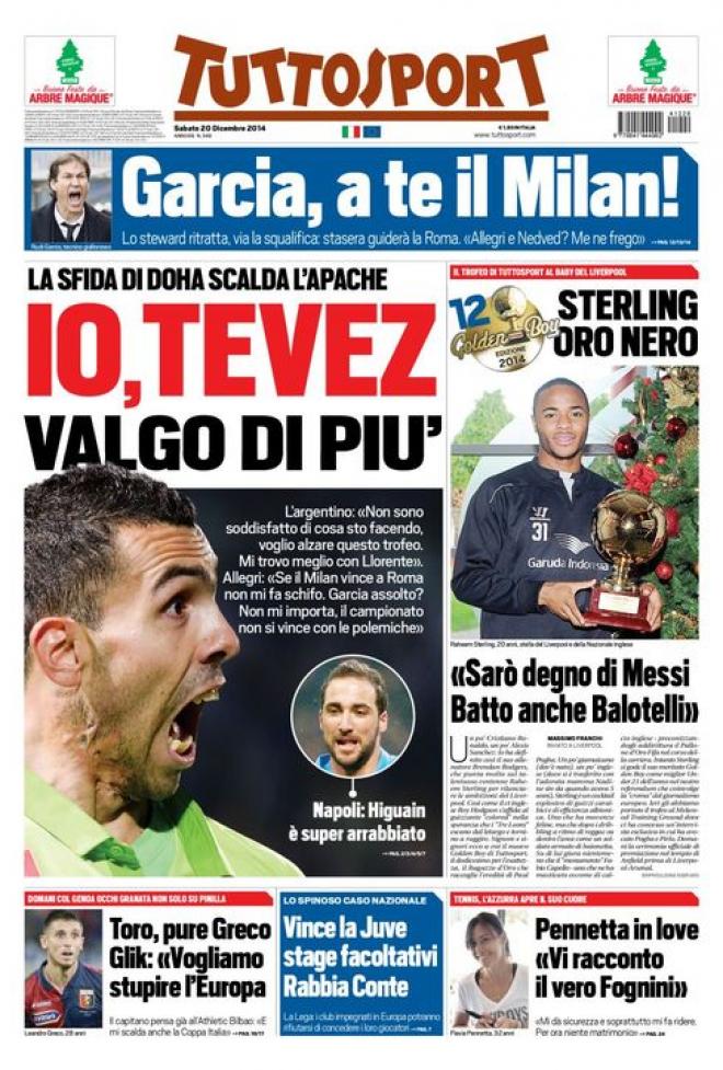 Prima pagina Tuttosport (Fonte: giornalone.it) 