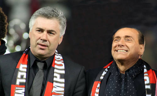 Carlo Ancelotti e Silvio Berlusconi - fonte www.tuttosport.com