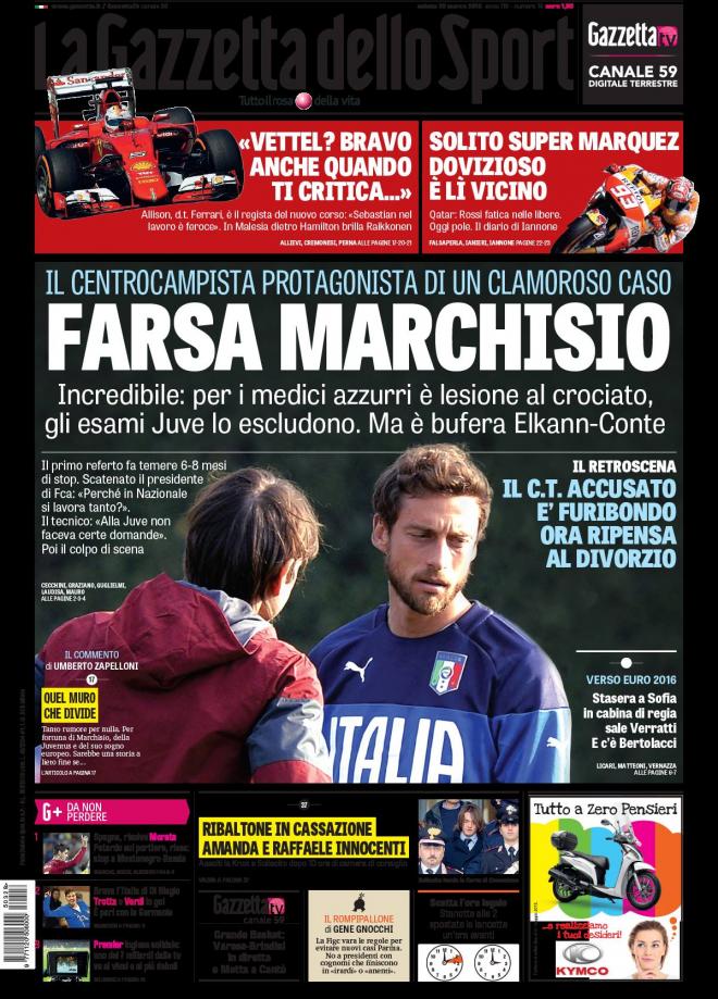 Prima pagina Gazzetta dello Sport (Fonte: giornalone.it) 