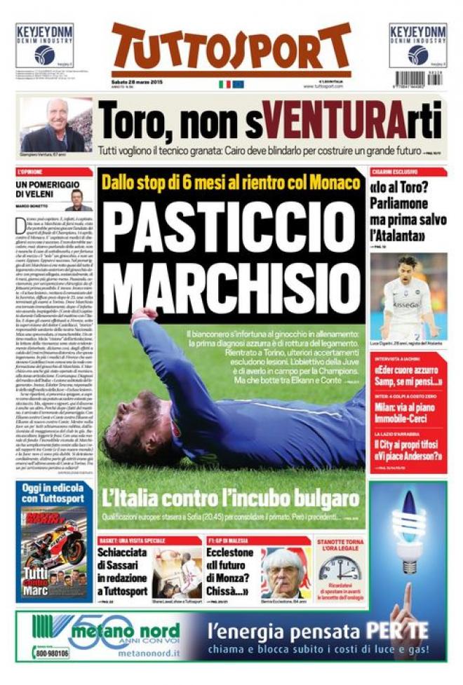 Prima pagina Tuttosport (Fonte: giornalone.it) 