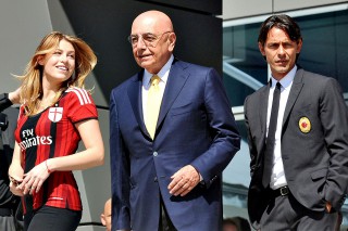 Barbara Berlusconi, Adriano Galliani e Filippo Inzaghi a Casa Milan (fonte: italpress.com)
