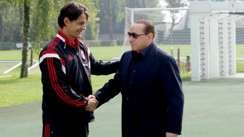 Inzaghi e Berlusconi si salutano a Milanello (Fonte: www.gazzetta.it) 