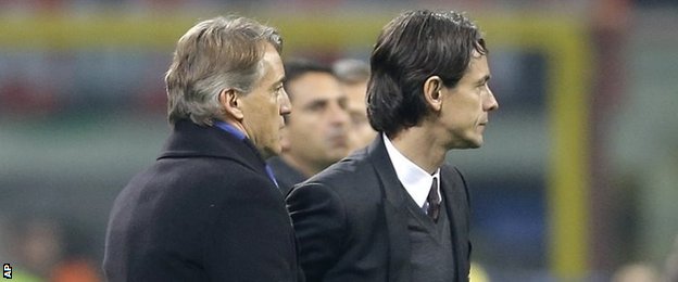 Filippo Inzaghi e Roberto Mancini (bbc.co.uk)