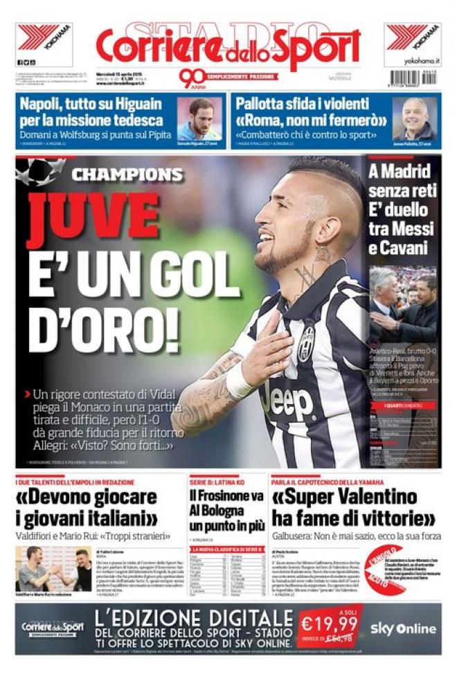 Prima pagina Corriere dello Sport (Fonte: giornalone.it) 