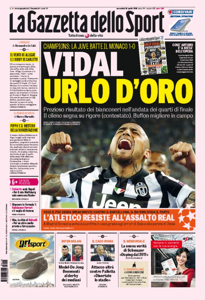Prima pagina Gazzetta dello Sport (Fonte: giornalone.it) 