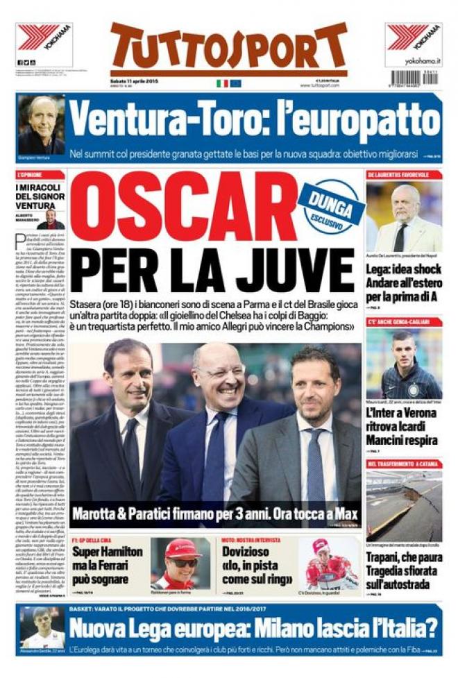 Prima pagina Tuttosport (Fonte: giornalone.it) 