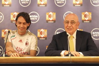 Adriano Galliani, amministratore delegato del Milan, e Filippo Inzaghi, allenatore del Milan