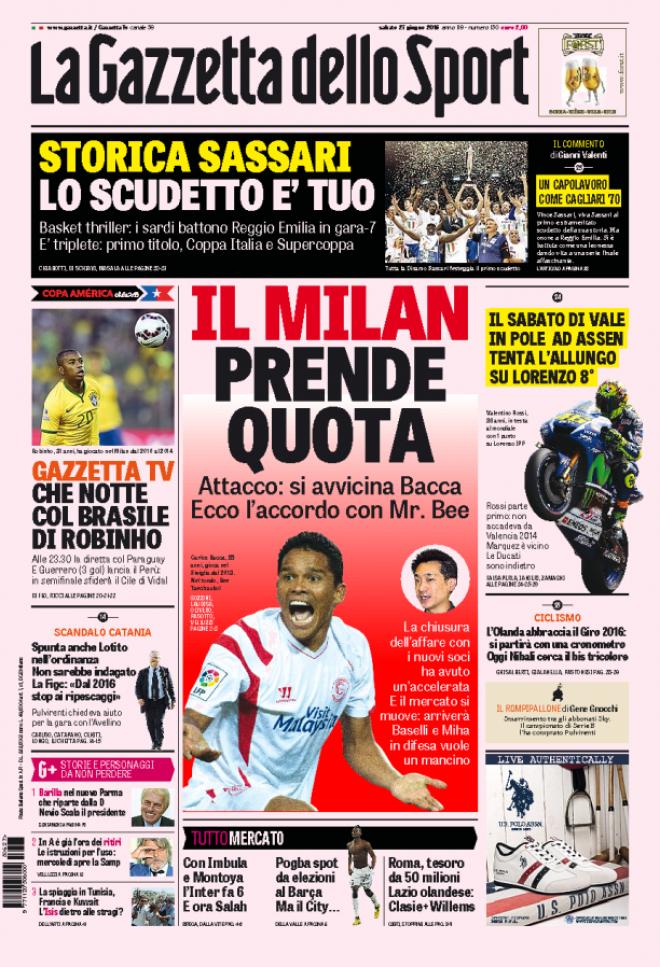 La Gazzetta dello Sport (Fonte: giornalone.it) 