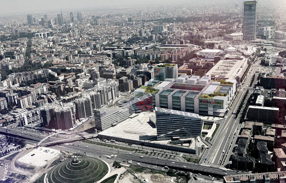 Il progetto del nuovo stadio rossonero -fonte: facebook.com