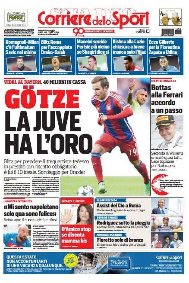 Prima pagina del Corriere dello Sport (Fonte: giornalone.it)