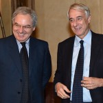 Giuliano Pisapia, sindaco di Milano e Beretta, Presidente della Lega Calcio (credits: GETTY images)