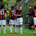 Andrea Pirlo festeggia quello che sarà il suo il ultimo gol al Milan