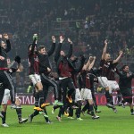 L'esultanza del Milan sotto la Curva Sud (GETTY Images)