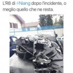 Auto su cui era Niang al momento dell'incidente (Fonte: calciomercato.com)
