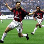 Gianni Comandini in maglia rossonera, foto Colombo