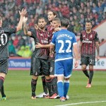 L'esultanza al gol di Suso in Bournemouth-Milan, sullo sfondo Vangioni, acmilan.com