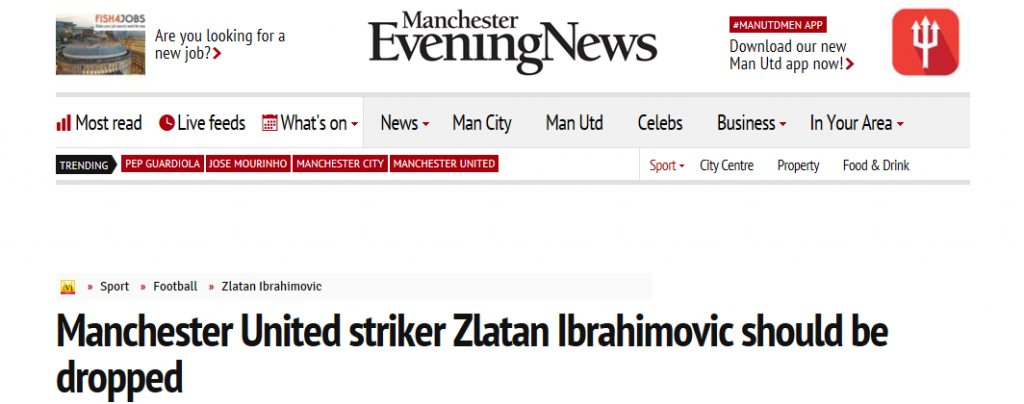 Ibrahimovic Manchester Evening News