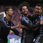 Cristiano Ronaldo, Isco e Casemiro festeggiano in Atletico-Real Madrid (foto Getty Images)