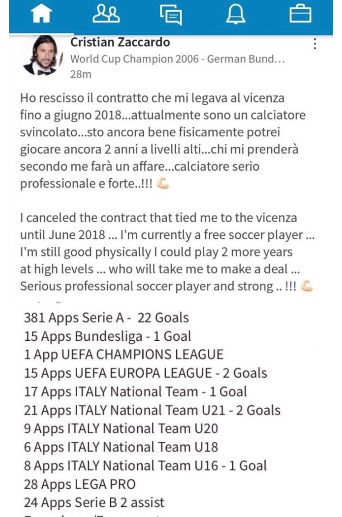 Zaccardo su LinkedIn