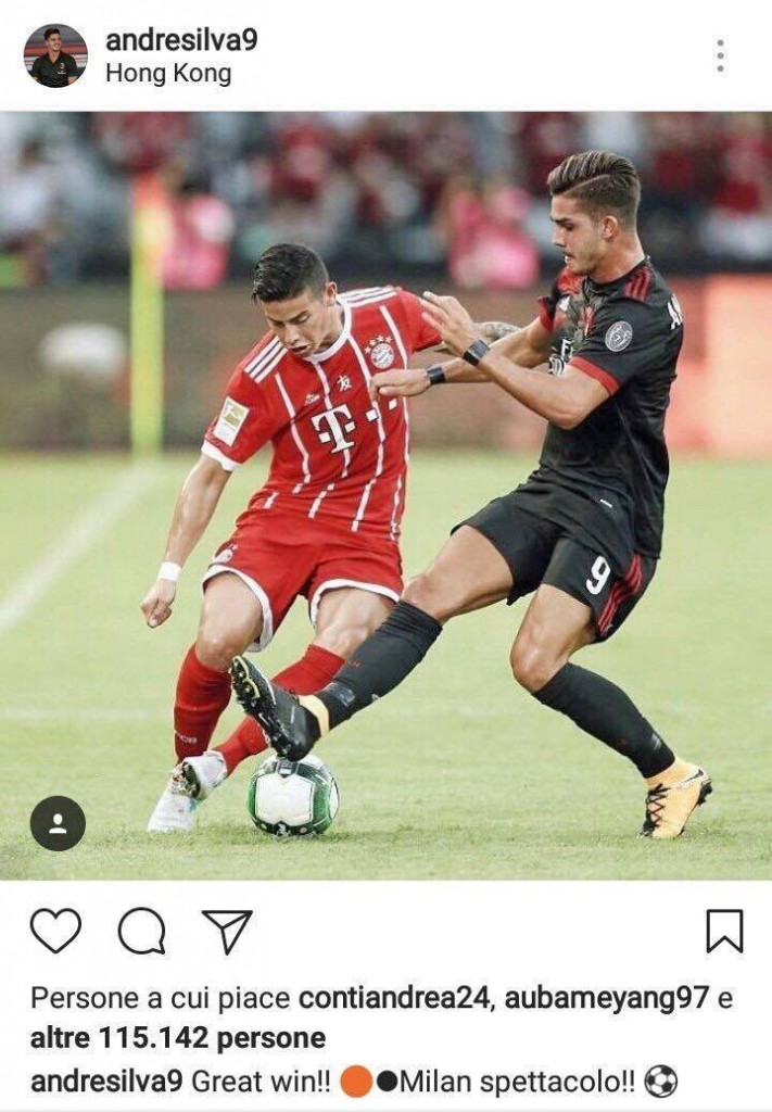 Aubameyang e il like ad André Silva