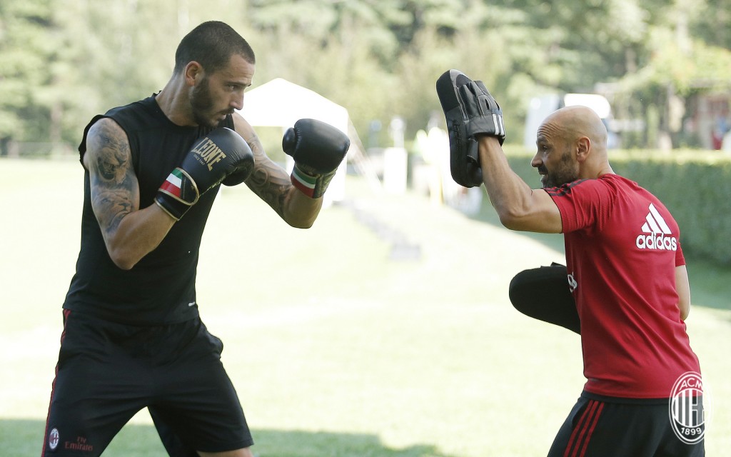 Leonardo Bonucci nel corso di un allenamento speciale