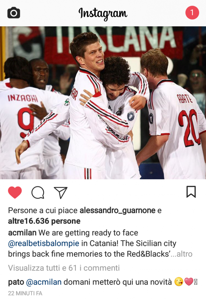 Pato e il messaggio al Milan