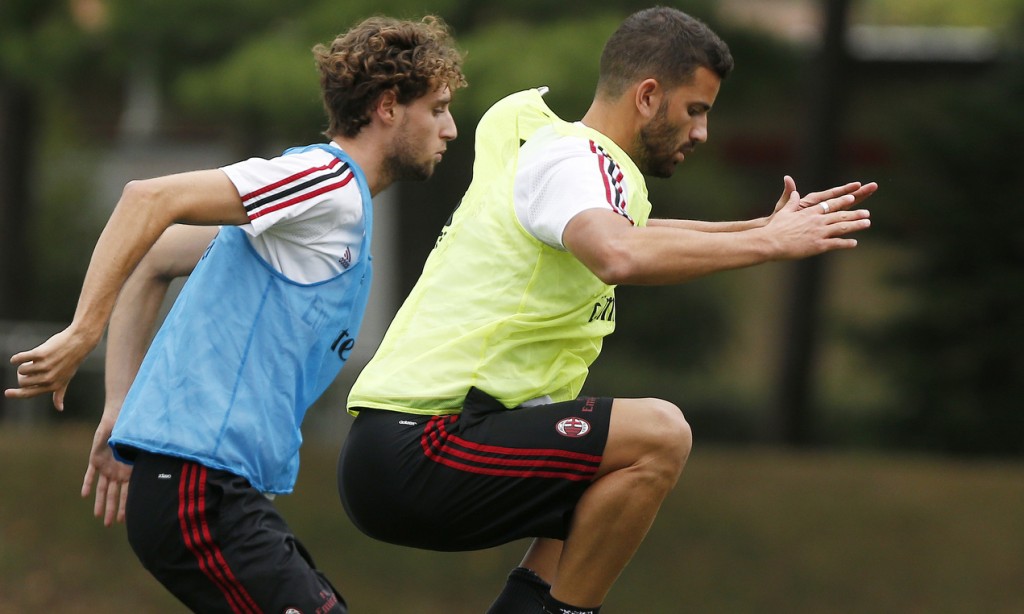 Zanellato e Musacchio in allenamento a Milanello (credits: AC Milan)