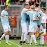 L'esultanza dei giocatori della Lazio