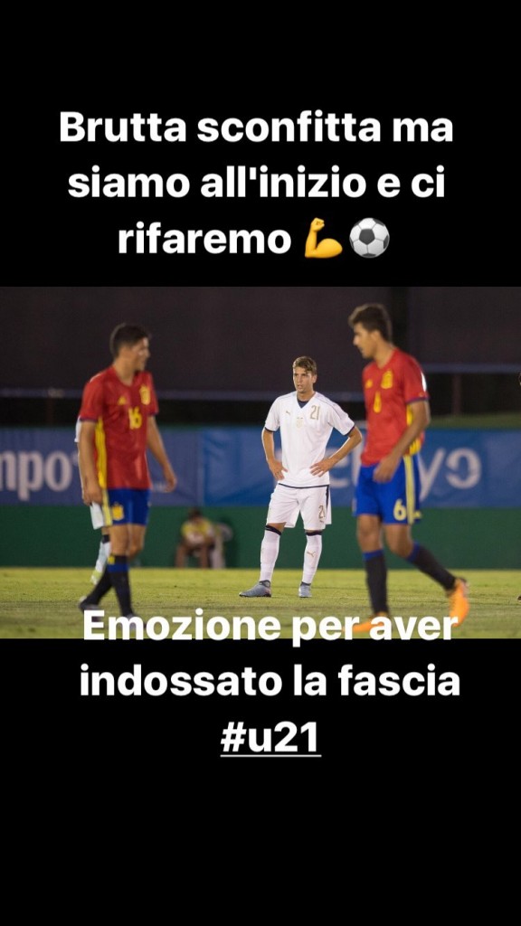 Manuel Locatelli con la maglia dell'Under 21, foto Instagram Stories Locatelli