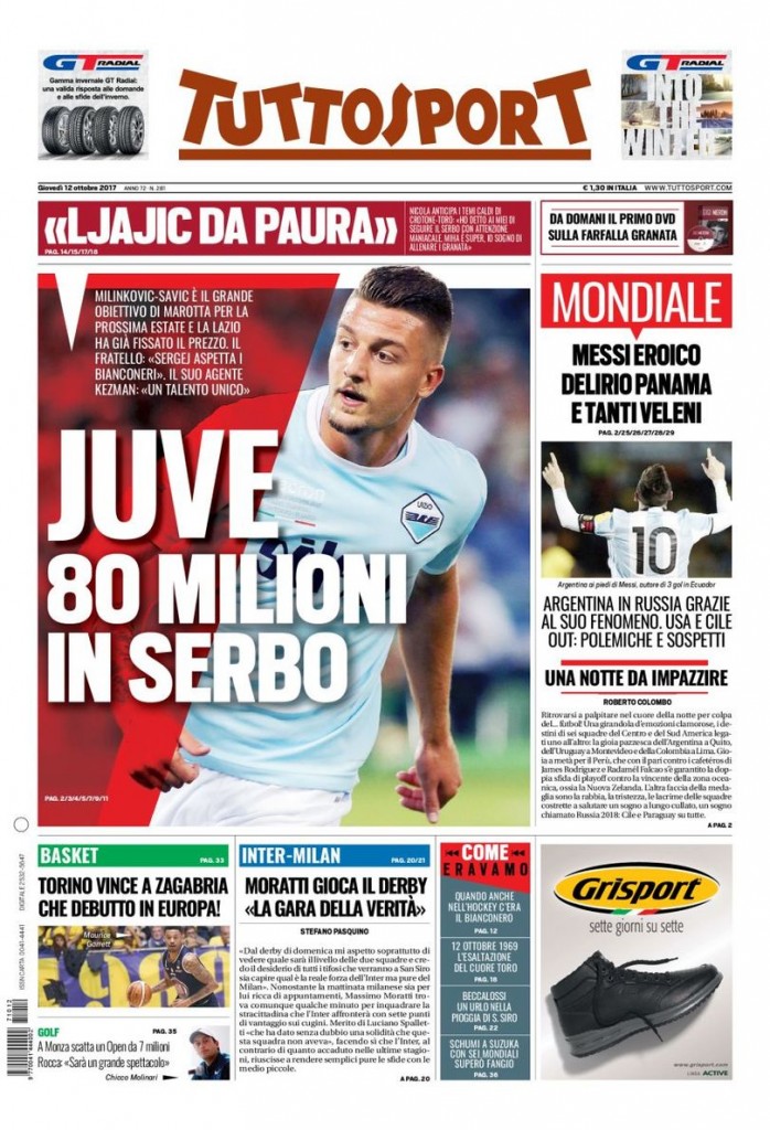 TuttoSport 12 ottobre 2017