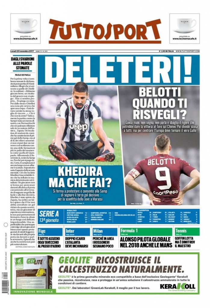 TuttoSport 20 novembre 2017