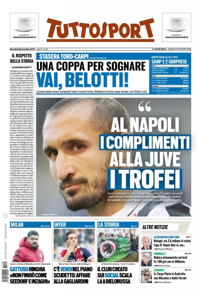 tuttosport 29 novembre 2017