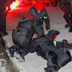 Gli scontri di Bilbao, foto Gazzetta.it