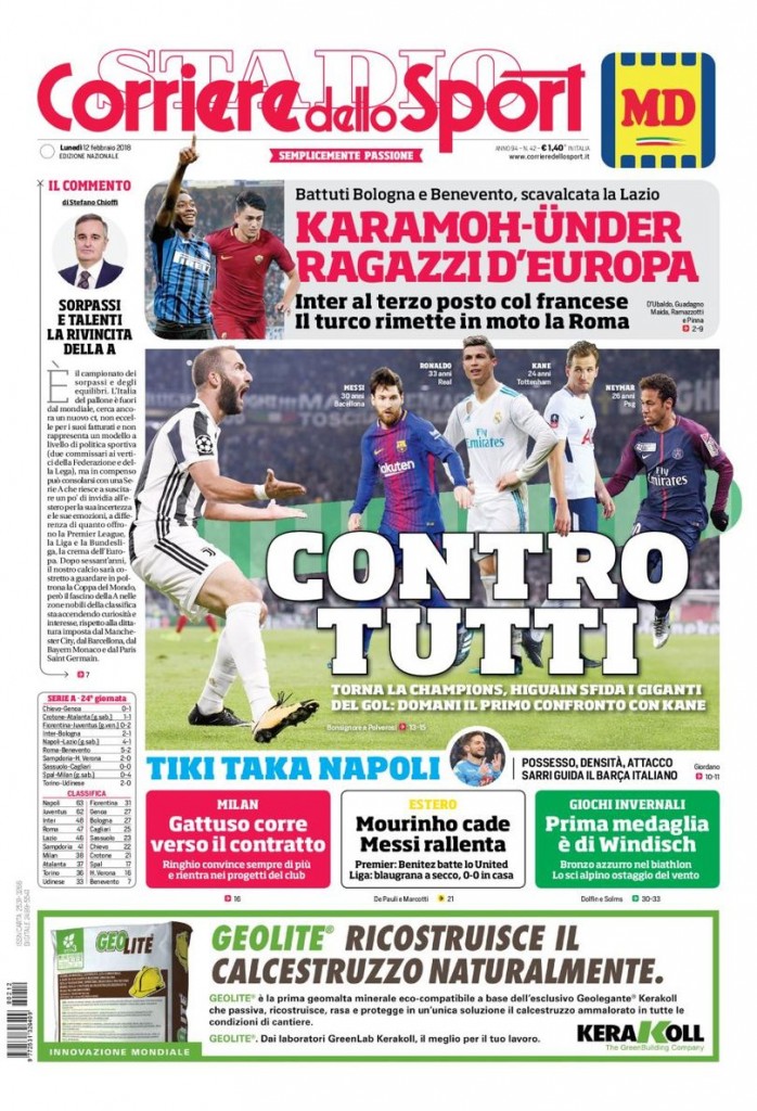 Corriere dello Sport 12 febbraio 2018