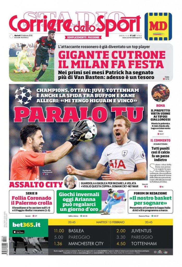 Corriere dello Sport 13 febbario 2018