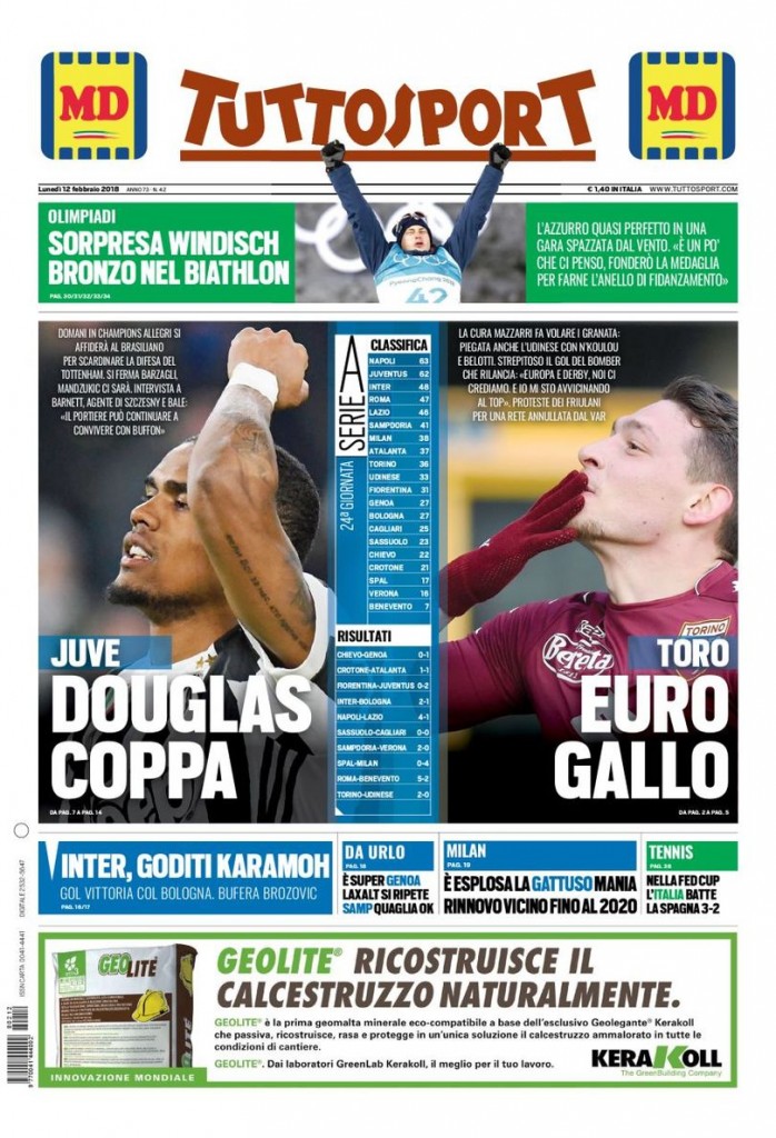 TuttoSport 12 febbraio 2018