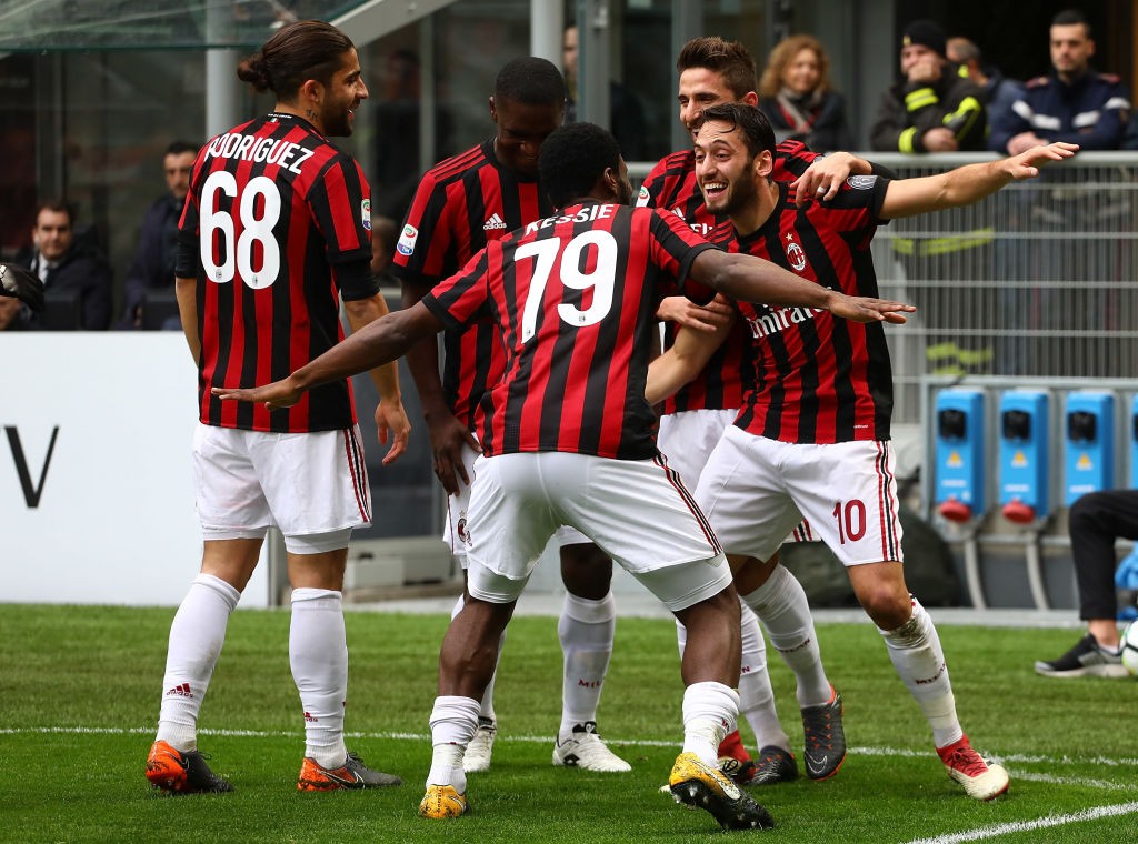 L'esultanza del Milan dopo un gol